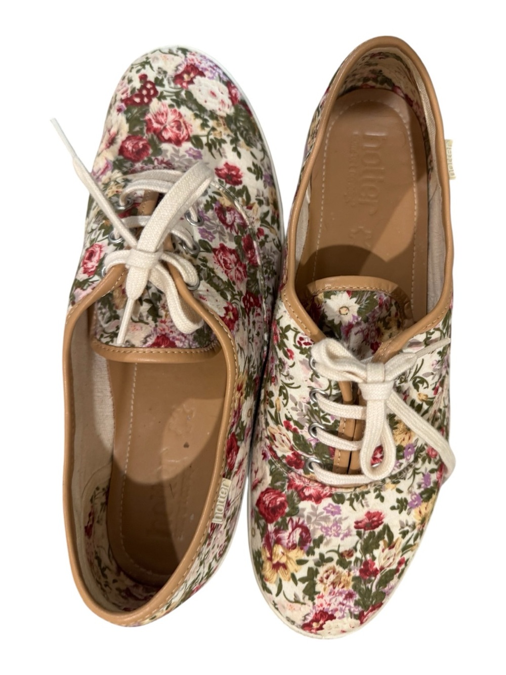 Hotter Women’s Mabel Floral Print Boho Cottagecore Casual Lace Up Sneakers | 10